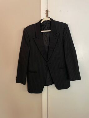 Men's Vintage Dinner Jacket Pinstripe with Satin Peak Lapel 39 short